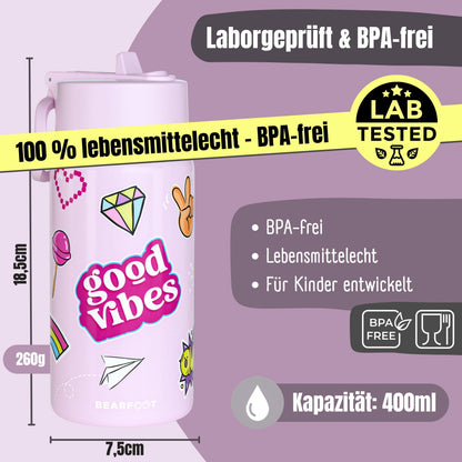 Thermo Kids' Stainless Steel Water Bottle - Purple Sticker