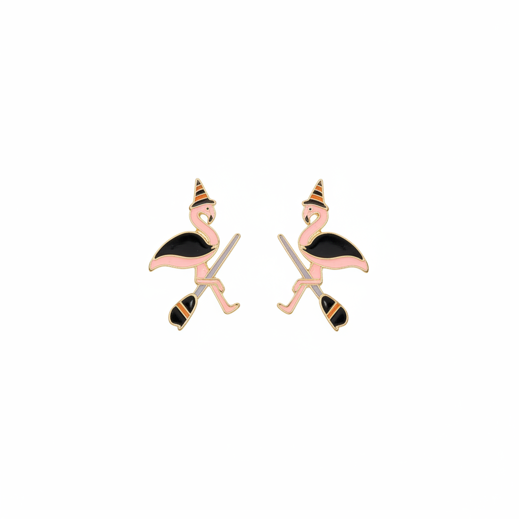 Orecchini a forma di fenicottero di Halloween - Strega