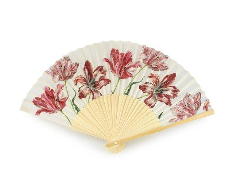 Éventail en bambou « Merian » décor tulipes