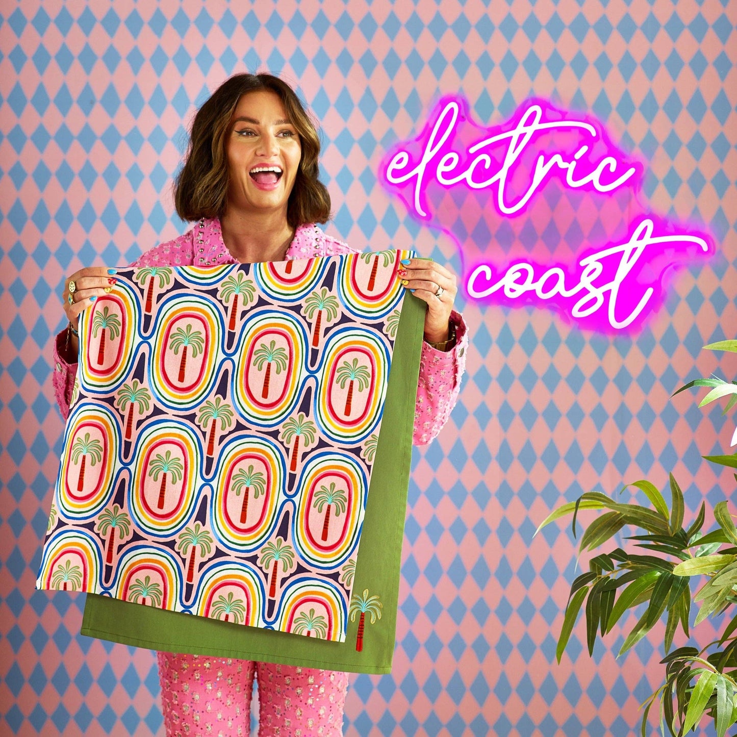 Paños de cocina Electric Coast con diseño de palmeras - Juego de 2