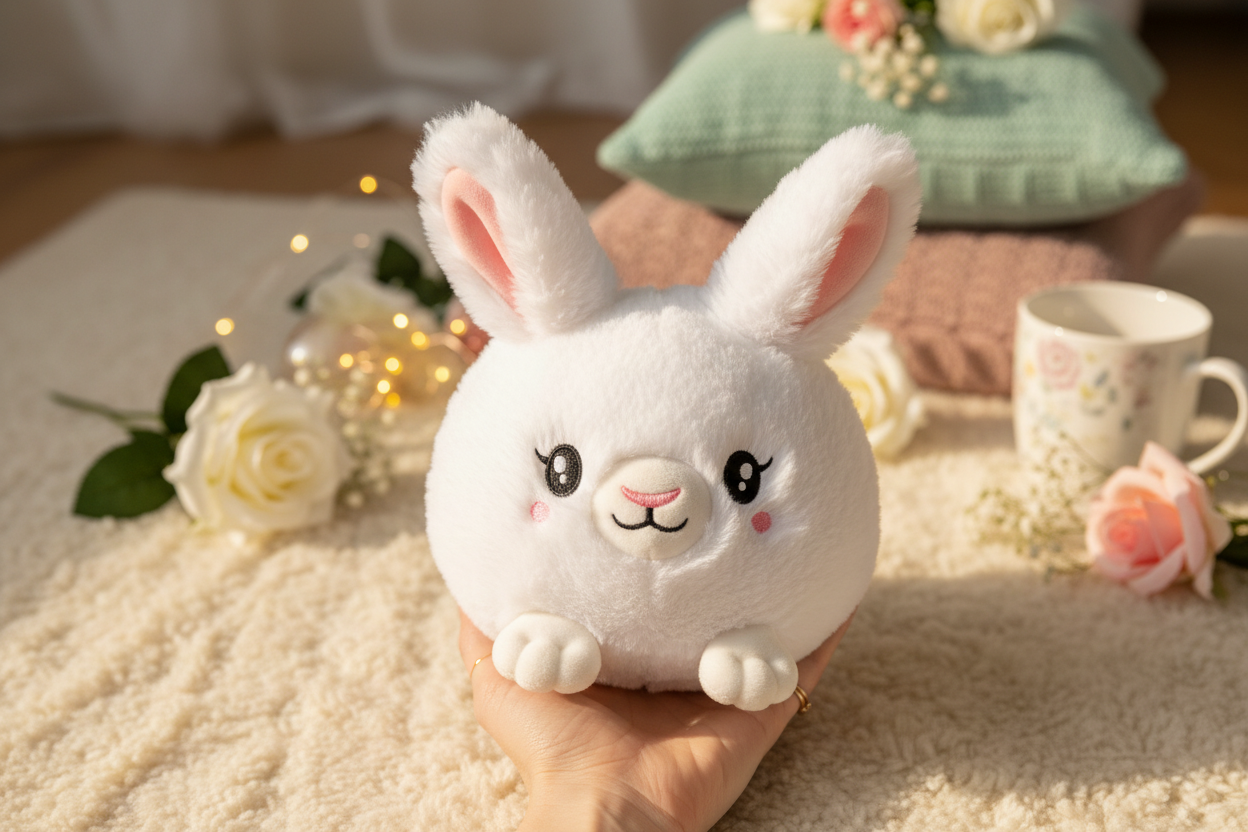 Mini conejo blanco de peluche blando