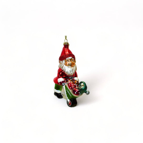 Adorno navideño Gnomo de jardín con carretilla