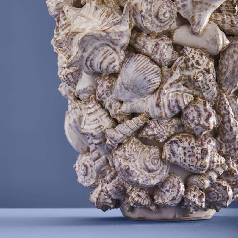 Jarrón de conchas marinas, gres natural L