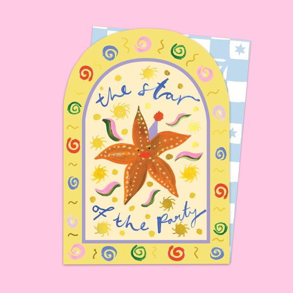 Tarjeta arqueada de estrella de fiesta