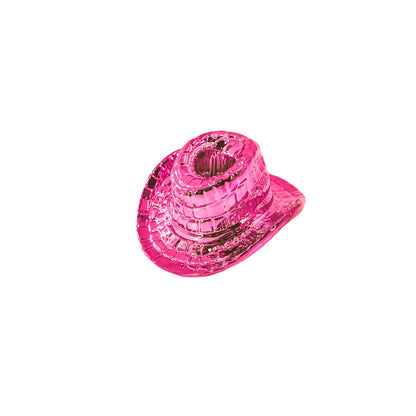 Bougeoir - Chapeau de cowboy - Céramique-Rose - 13,5x11x7 cm