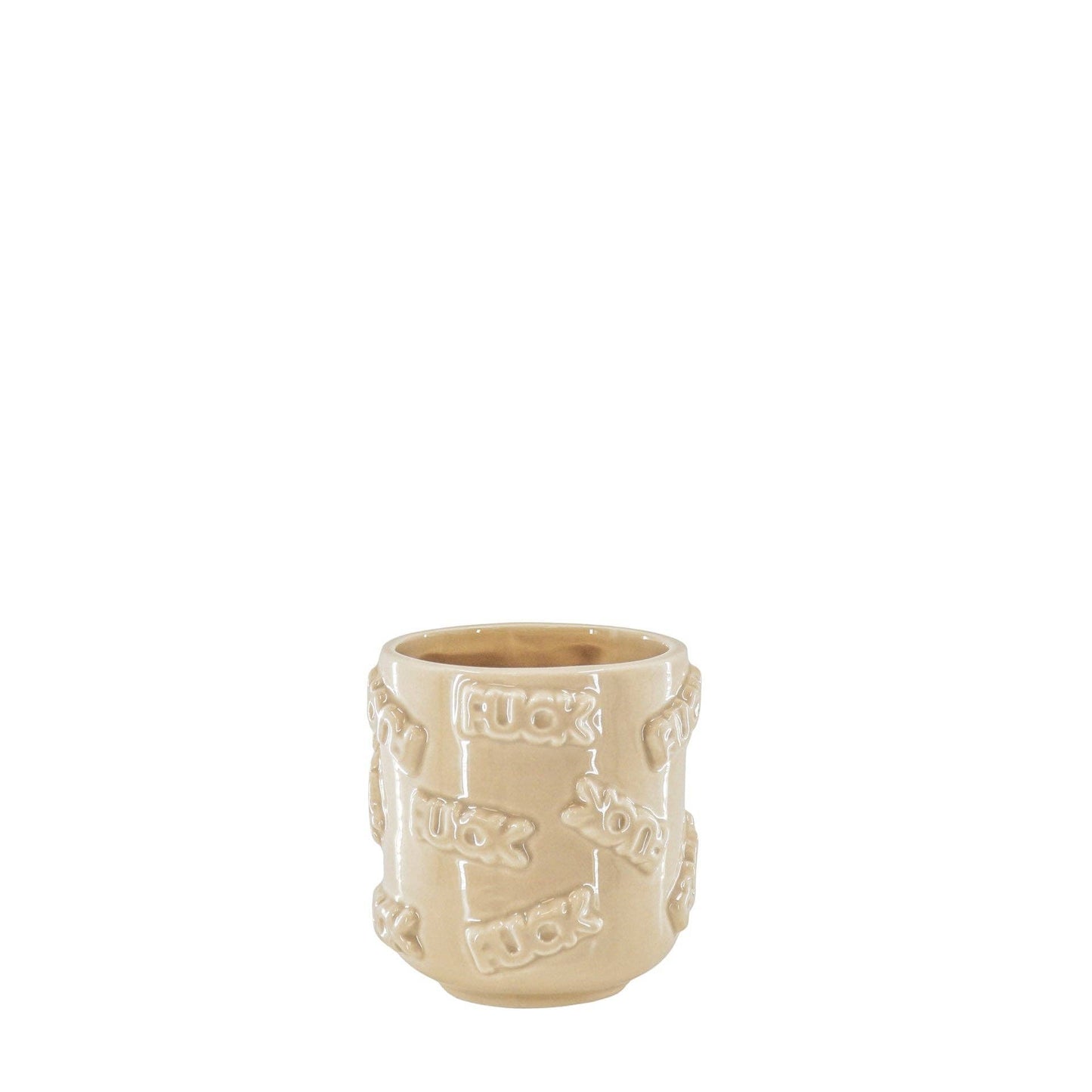Pot - 'FUCK' - Ceramic - Beige - 11x11x11.5cm