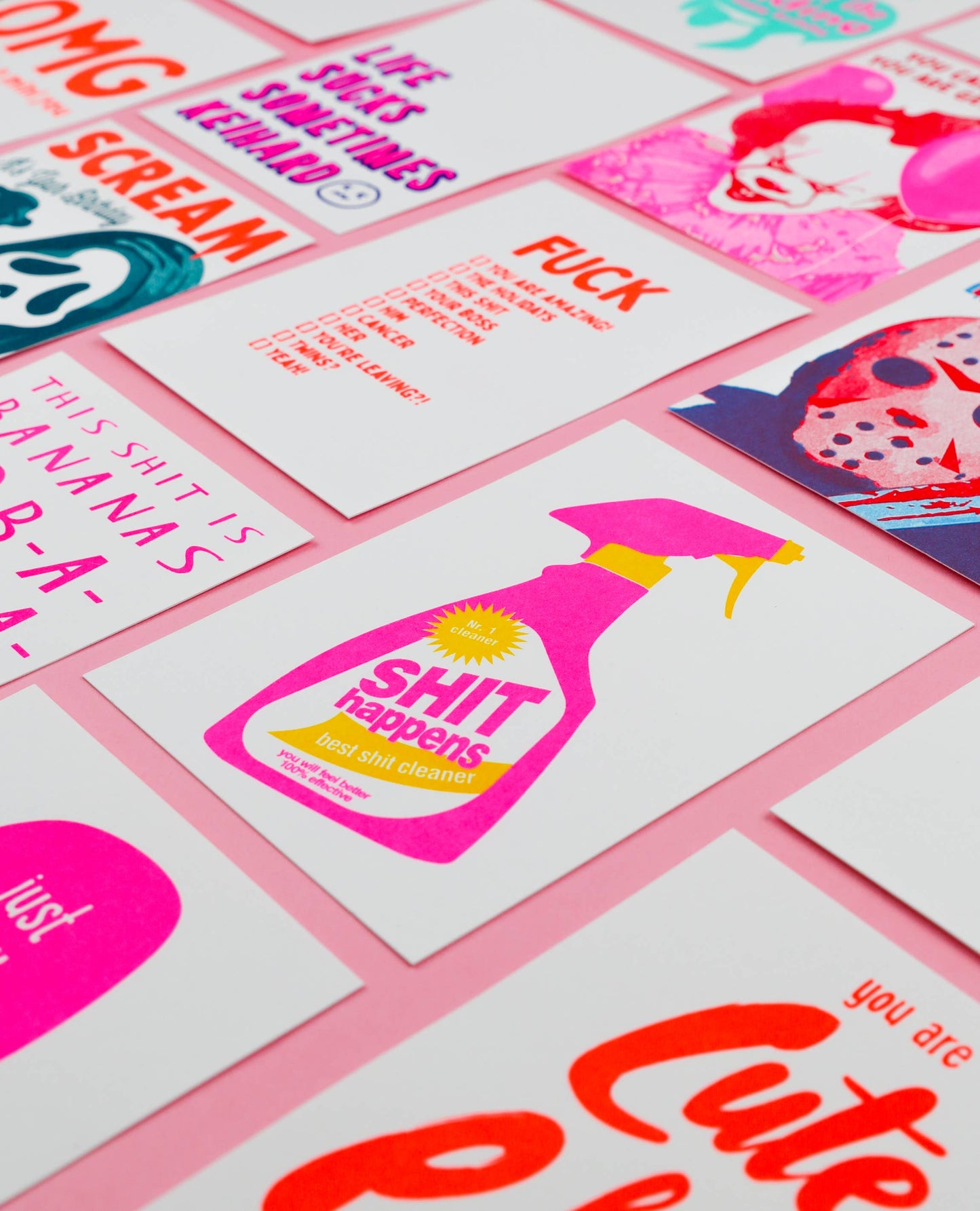 Espray limpiador de rizografía para postales “Las cosas pasan”