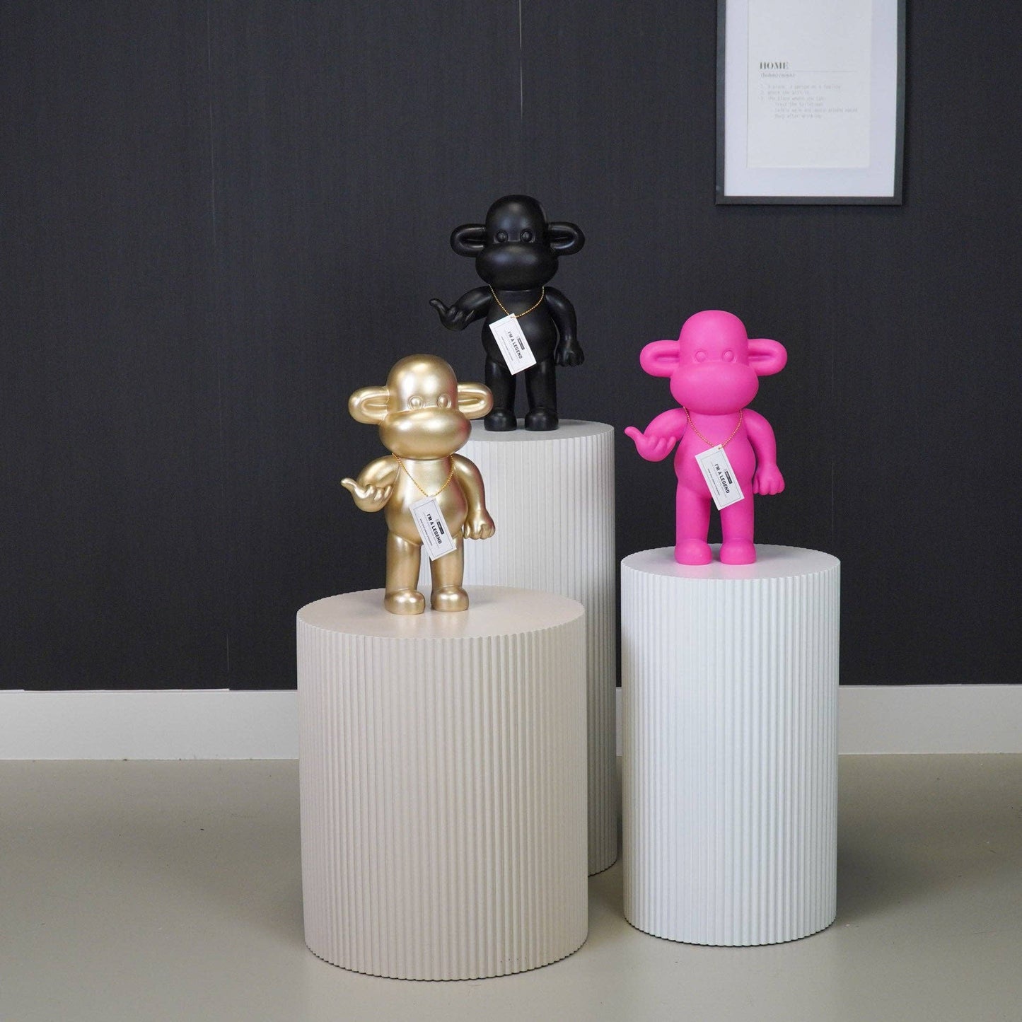 Ornament - Hanging Loose Monkey Figurine 'The Legend' - Polyresin - Black - 20.5x13.5x35cm