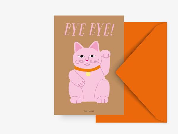 Biglietto d'auguri - Gatto fortunato "Ciao ciao"