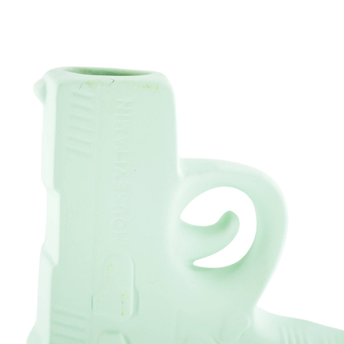 Vaso em forma de pistola, cerâmica, verde menta, 12x5x12cm