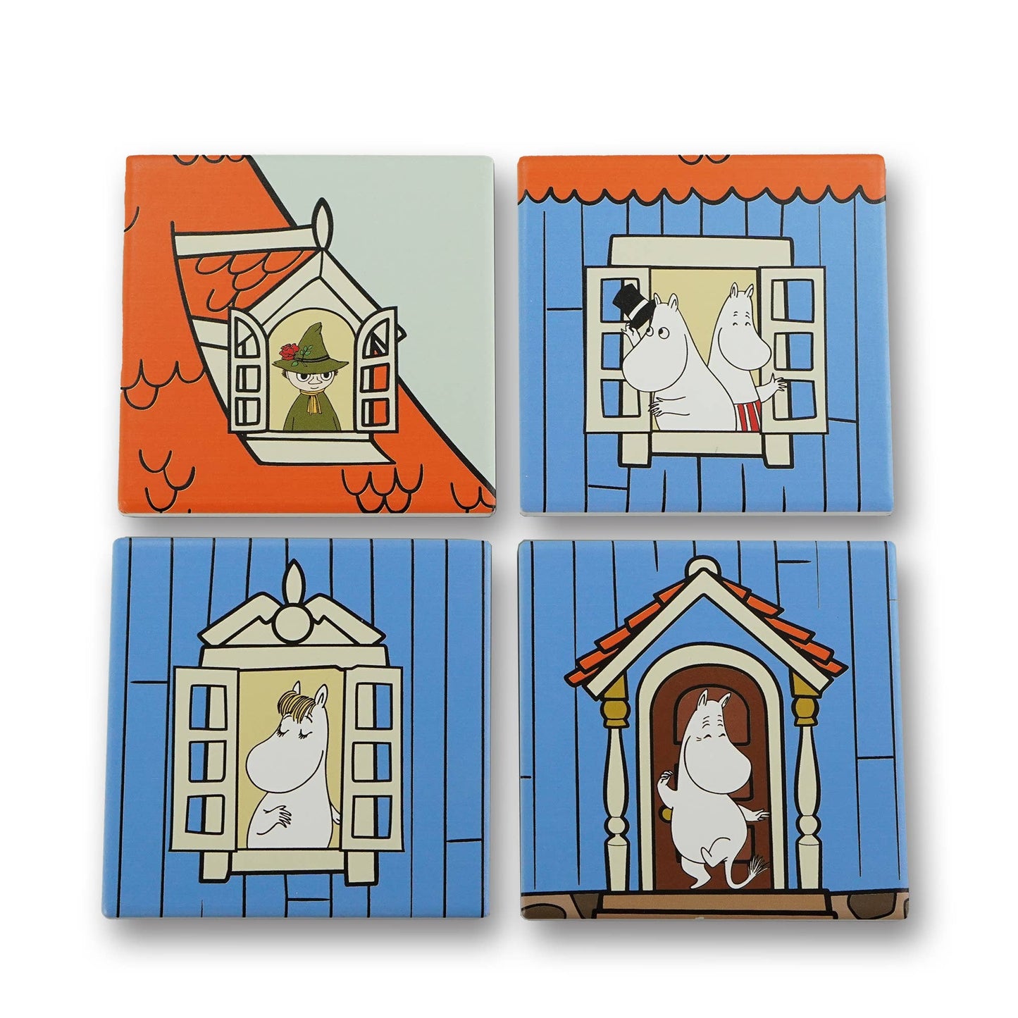 Set of 4 ceramic coasters in a box - Moomin (House)
