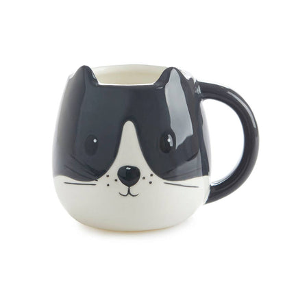 White/Black Cat Round Mug