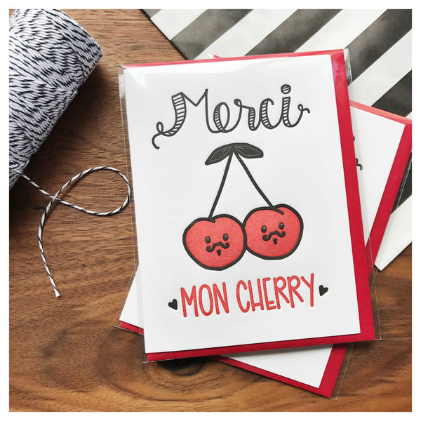 Carte de vœux Cerises « Merci Mon Cherry »