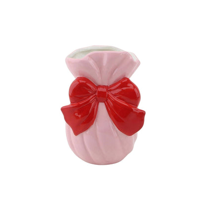 Jarrón - Cuenco - Dolomita - Rosa/Rojo - 11x10x16cm