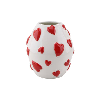 Vase à fleurs Cœurs - Blanc/Rouge