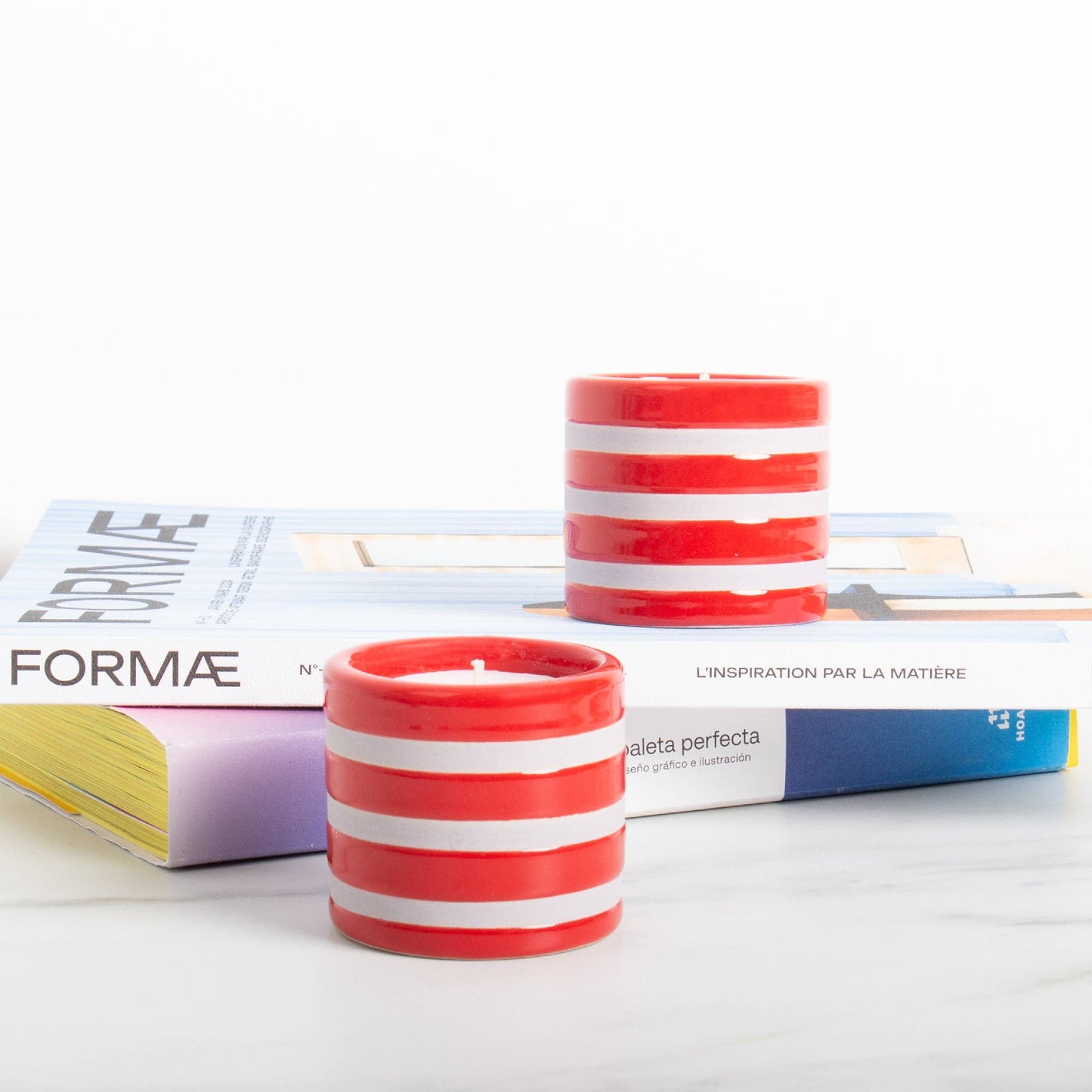 Lot de 2 Bougeoirs en Céramique Tropicale Helio Ferretti Vue 1