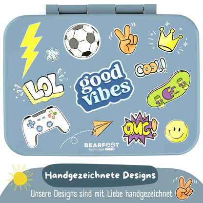Boîte Bento COMPACT à Compartiments - Sticker Bleu