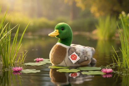 Brinquedo de peluche pato-real