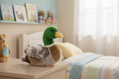 Brinquedo de peluche pato-real