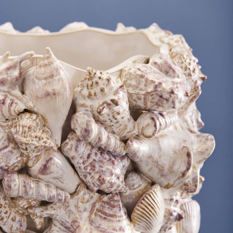 Jarrón de conchas marinas, gres natural L