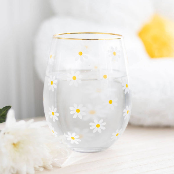 Verre à Vin sans Pied Imprimé Marguerites