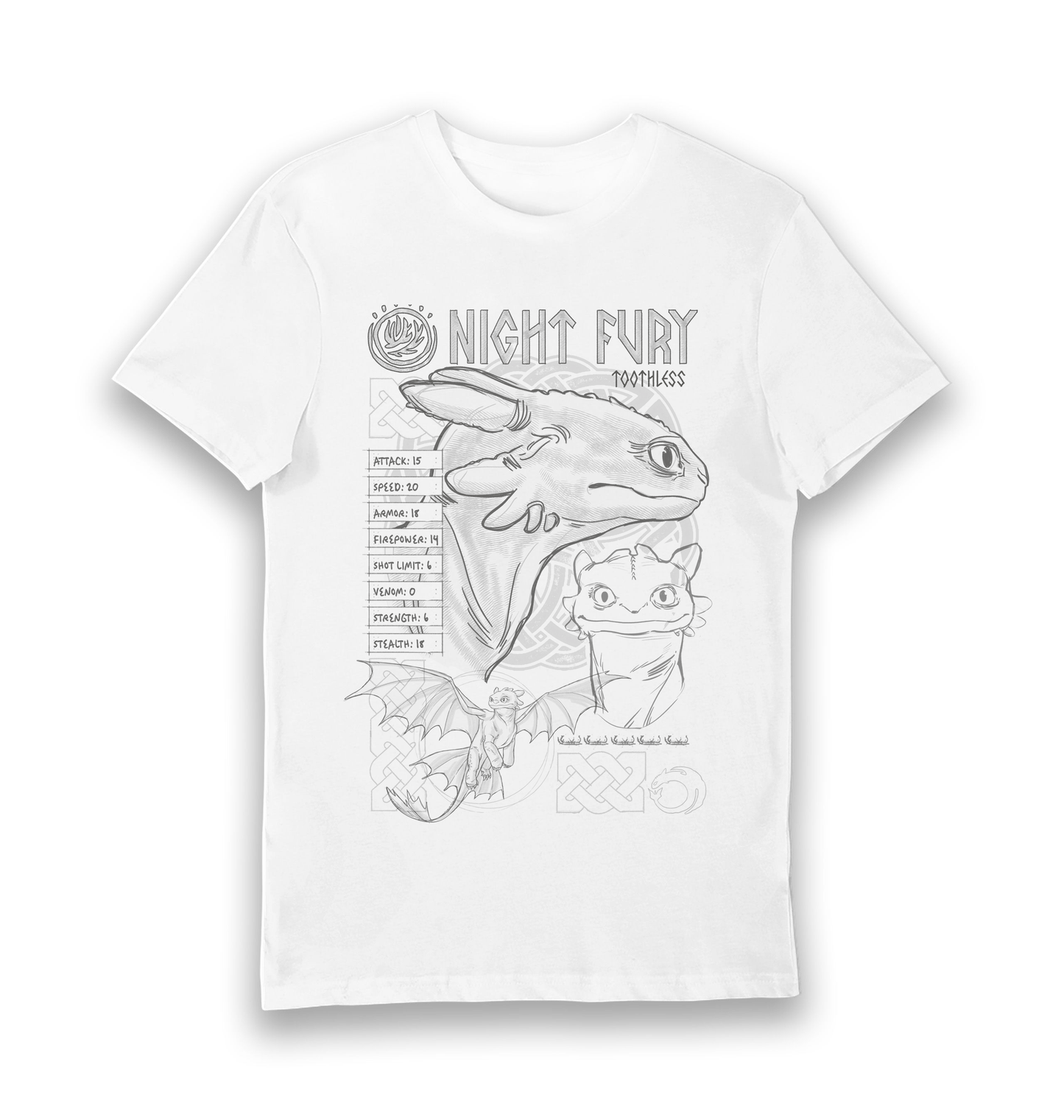 T-shirt adulte Dragons Krokmou Furie Nocturne