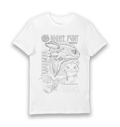 T-shirt adulte Dragons Krokmou Furie Nocturne