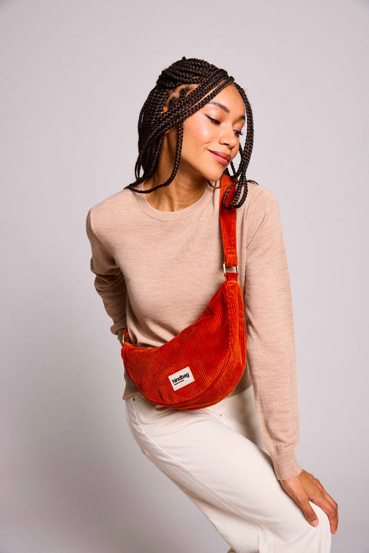 Sac banane Andrea Velours Brique
