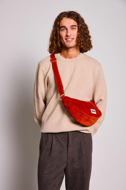 Sac banane Andrea Velours Brique