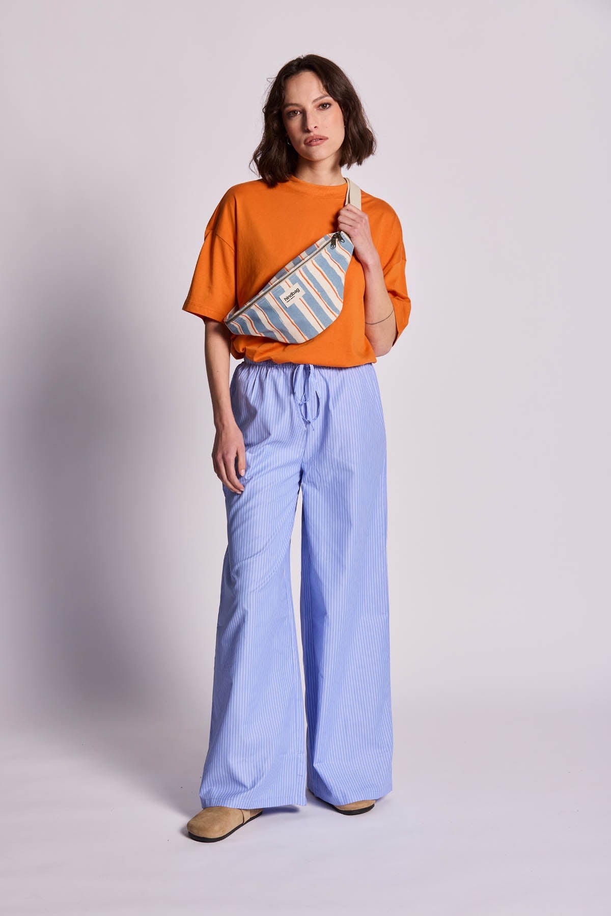 Sac banane Olivia Rayures orange et bleu