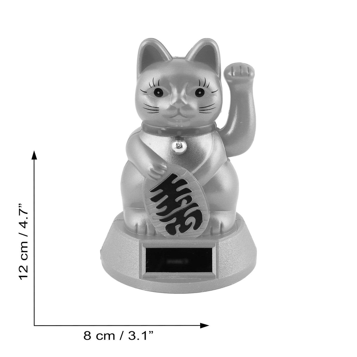 Chat chanceux solaire blanc 12cm