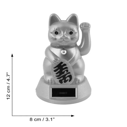 Chat chanceux solaire doré 12cm