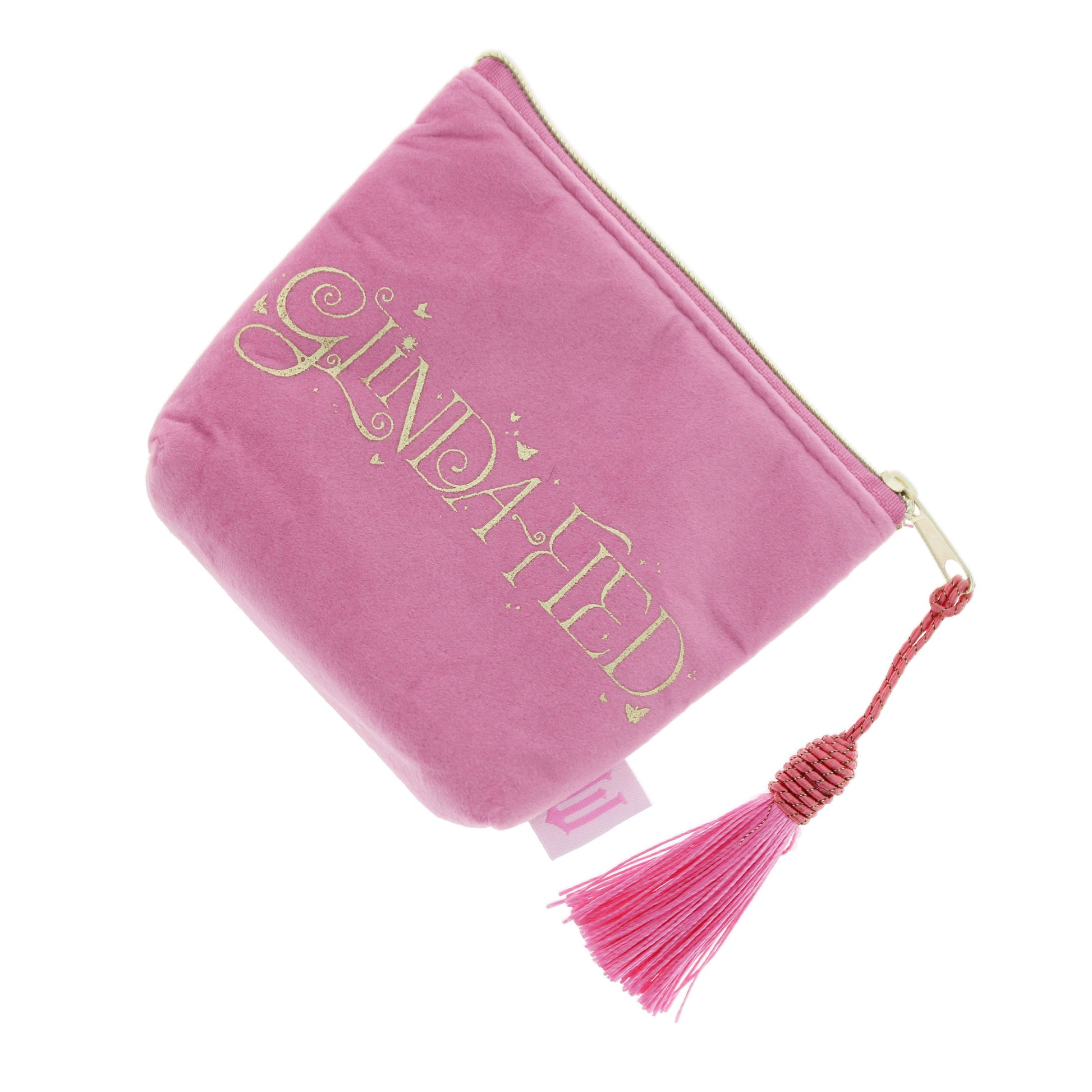 Pochette – luxueuse en velours rose avec inscription dorée | Blueprint Collections – vue 3