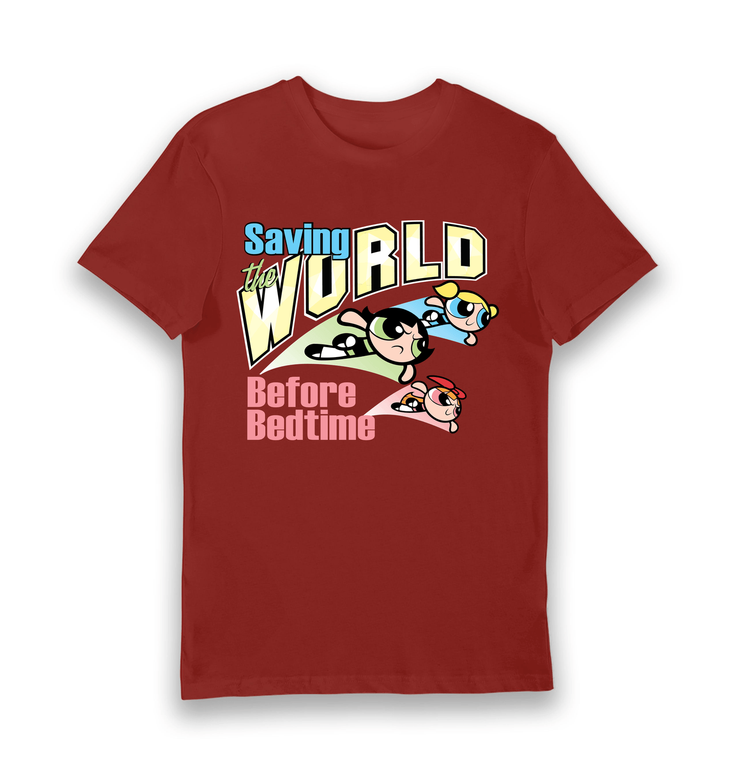 T-shirt adulte Powerpuff Girls Saving The World Before Bedtime