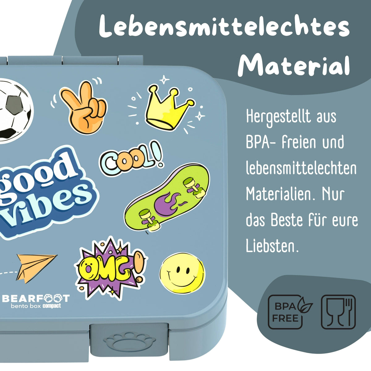 Boîte Bento COMPACT à Compartiments - Sticker Bleu