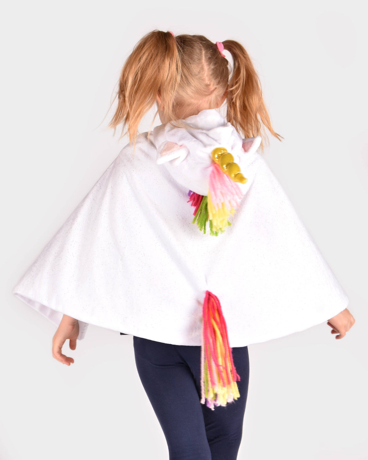 Cape licorne blanche arc-en-ciel 3-8 ans (taille 98-128)
