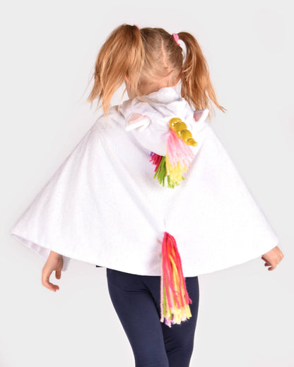 White unicorn rainbow cape 3-8 years (size 98-128)