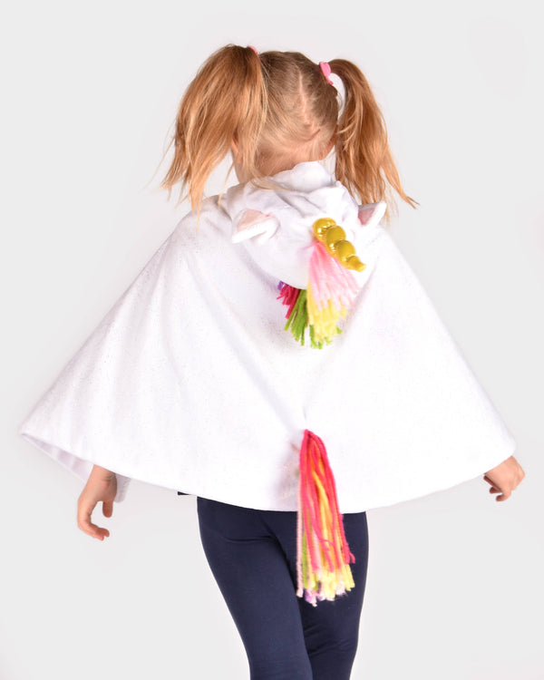 Cape licorne blanche arc-en-ciel 3-8 ans (taille 98-128)