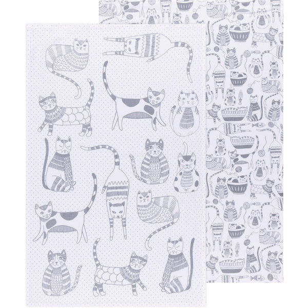 Lot de 2 torchons à vaisselle Cat Print London Gray