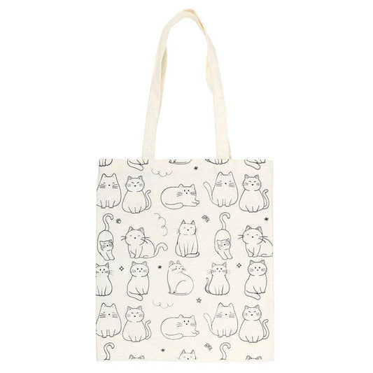 Bolsa de mano con estampado de gatos blancos