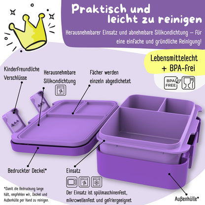 Brotdose mit Fächern, auslaufsicher - Schmetterling GLOW
