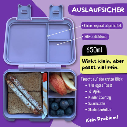 Brotdose mit Fächern, leicht & auslaufsicher - Einhorn GLOW