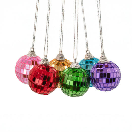 Paquete de 6 bolas navideñas facetadas multicolores