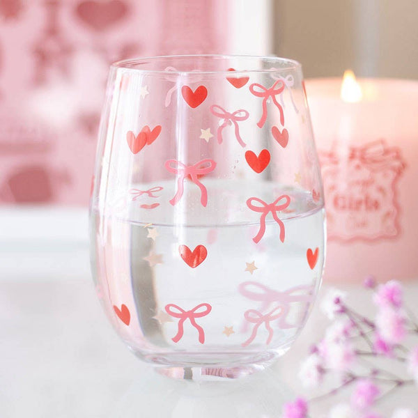 Verre sans pied avec motif arc et cœur