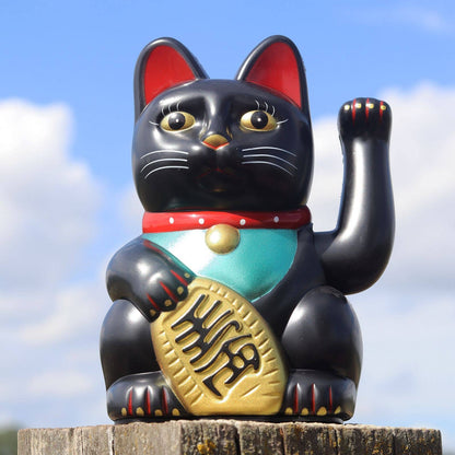 Chat chanceux noir 15cm