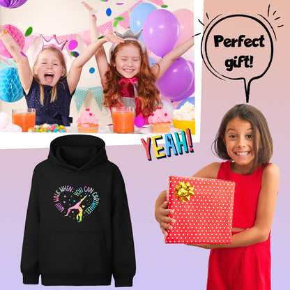 Fringoo Gymnastic Sweat à capuche for enfant Cotton Rich Soft Hooded Sweatshirt- Gymnastic CartWheel- noir
