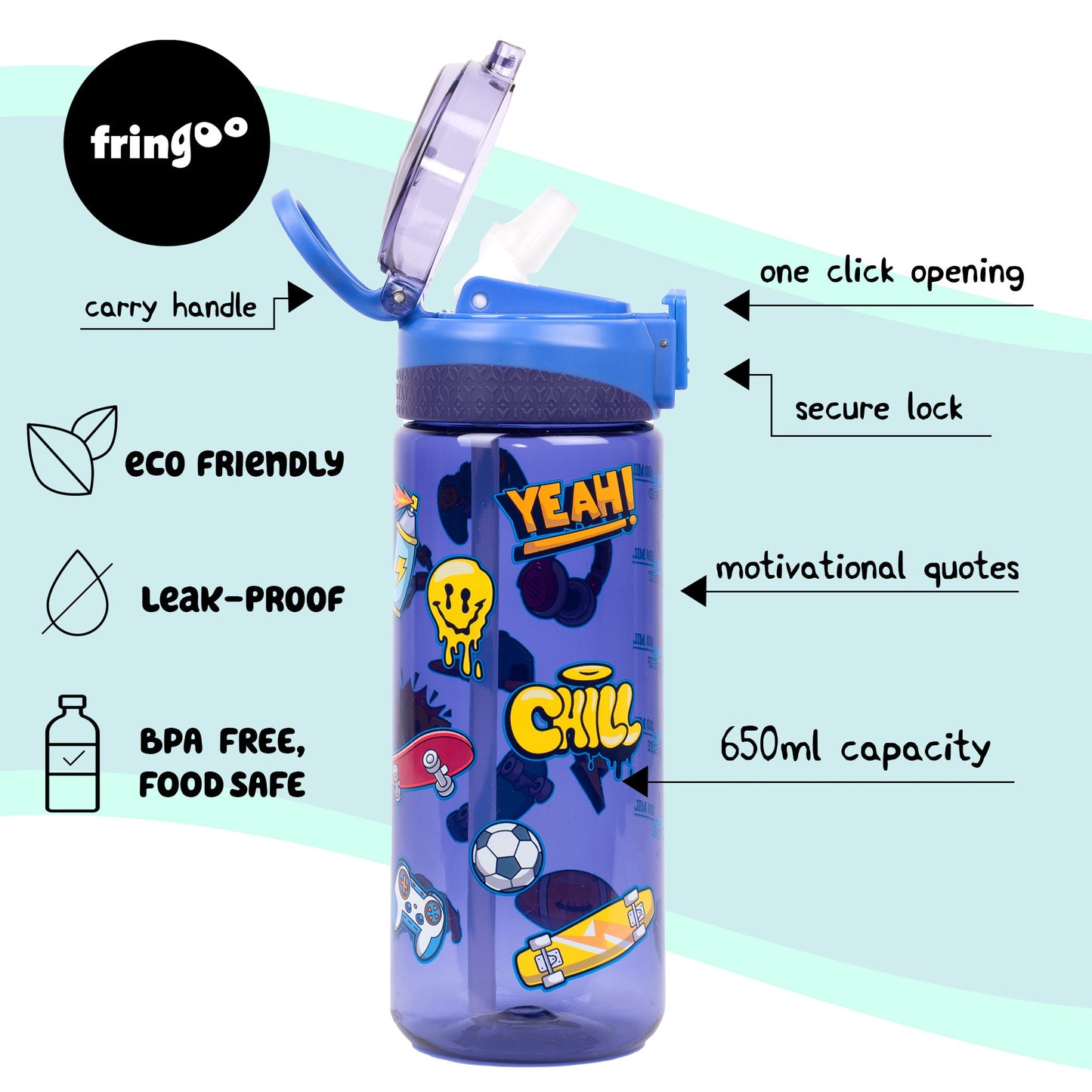 Gourde – Straw Bottle – Navy Doodle