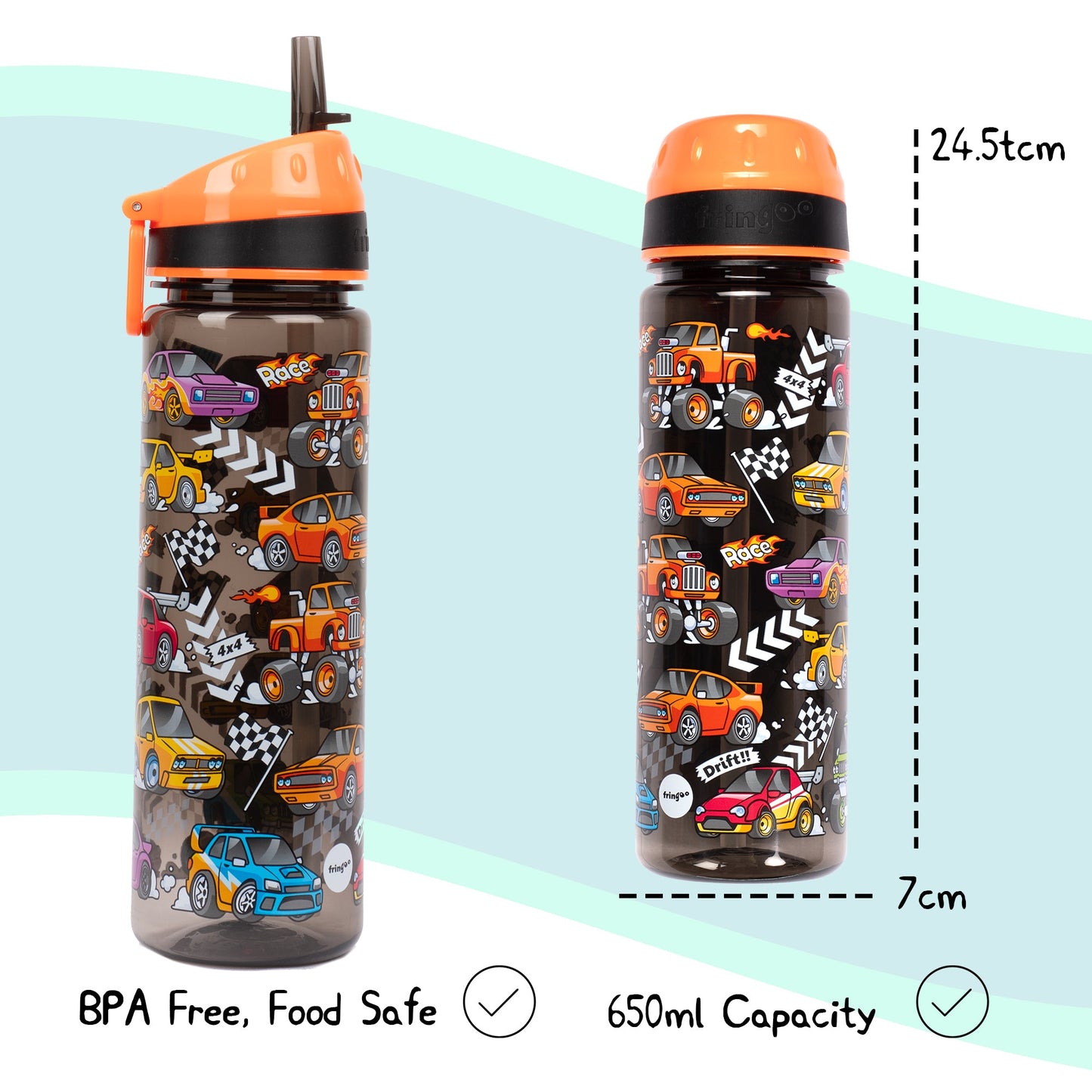 Gourde – Straw Bottle – Race Cars