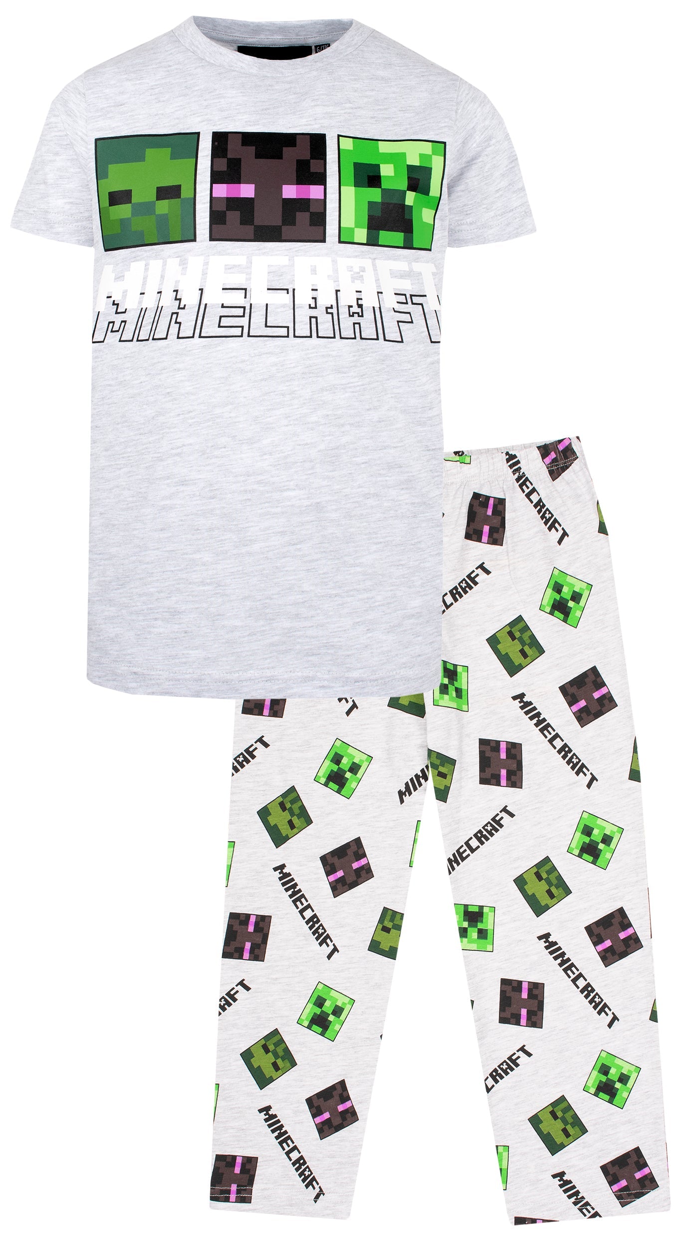 Minecraft Pyjama Short Sleeve – gris & vert