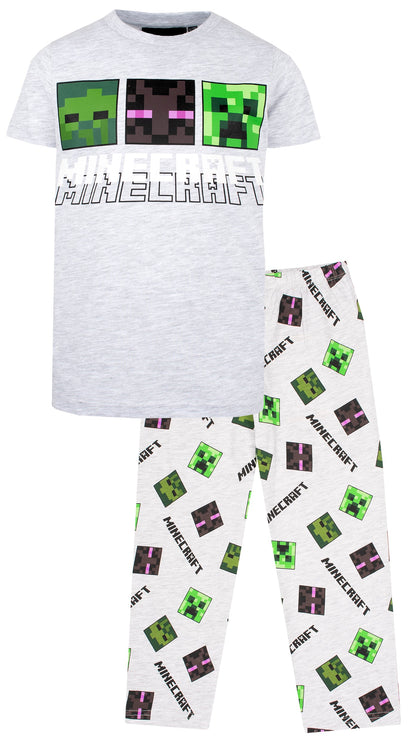 Minecraft Pyjama Short Sleeve – gris & vert